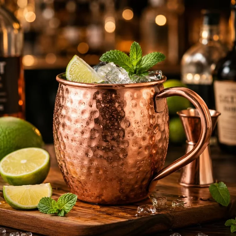 1Pc Pure Copper Mug 500ml Solid Metal Coffee Cup 17oz Cocktail Beer Milk Drinking Mug for Bar Kitchen Party Beverage Use view 4