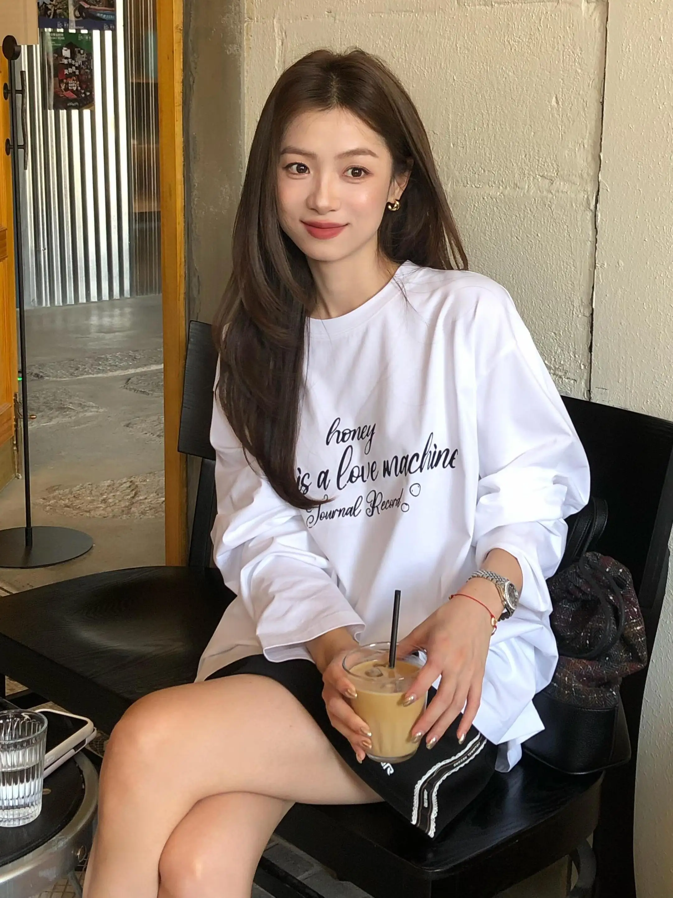 

Женская повседневная хлопковая футболка East Today с длинным рукавом, свободного кроя, удобная, мягкая, с принтом, с круглым вырезом, в стиле Lazy Sle