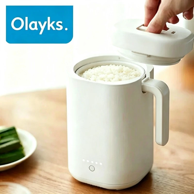 Olayks 0.8L Mini Rice Cooker Electric Portable Automatic Multifunction Steamer Warmer Non-Stick for 1-2 Person Dorm Office 220V