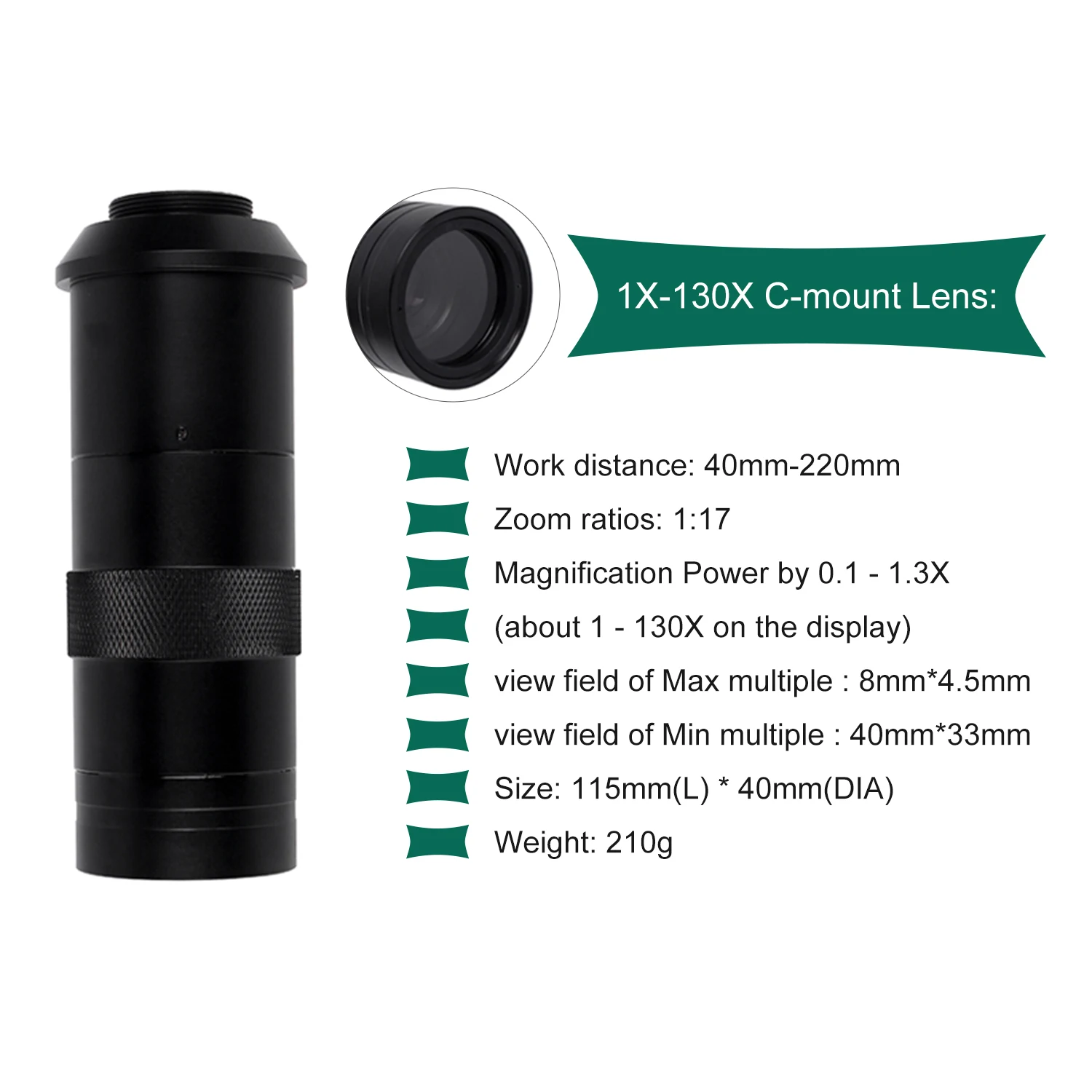 YIZHAN 2K Mikroskop lutowniczy HDMI USB 130X Obiektyw z mocowaniem C 38MP Nagrywanie wideo Zdjęcia Pomiar do naprawy PCB Zagęszczona metalowa podstawa — zdjęcie 7