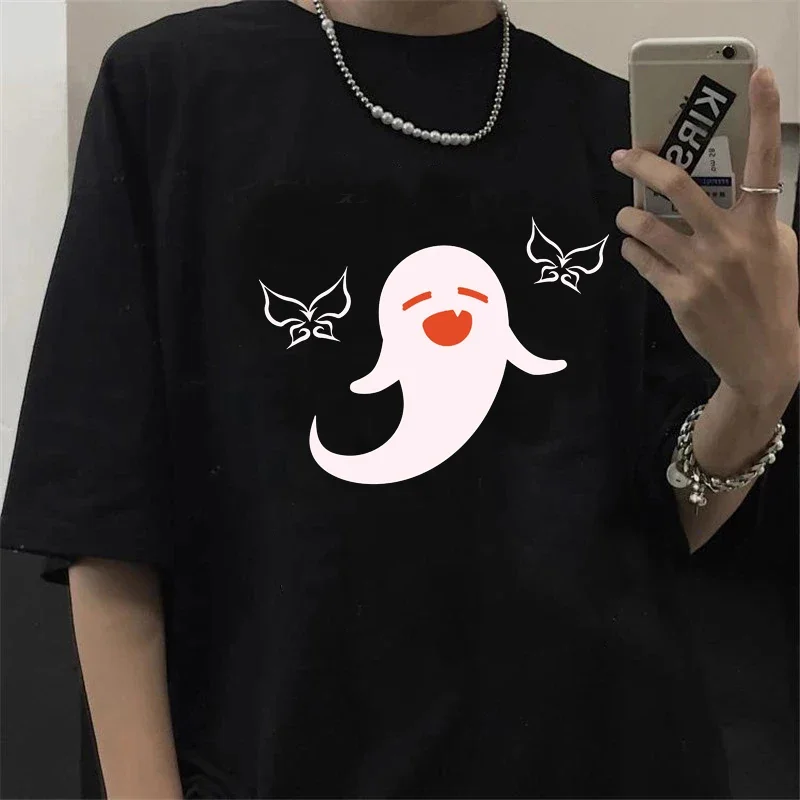 Cartoon Genshin Impact Women T Shirt Kawaii Hu Tao Graphic Tees Xiao Genshin T-shirt Unisex Hip Hop tee Harajuku Clothes Tops