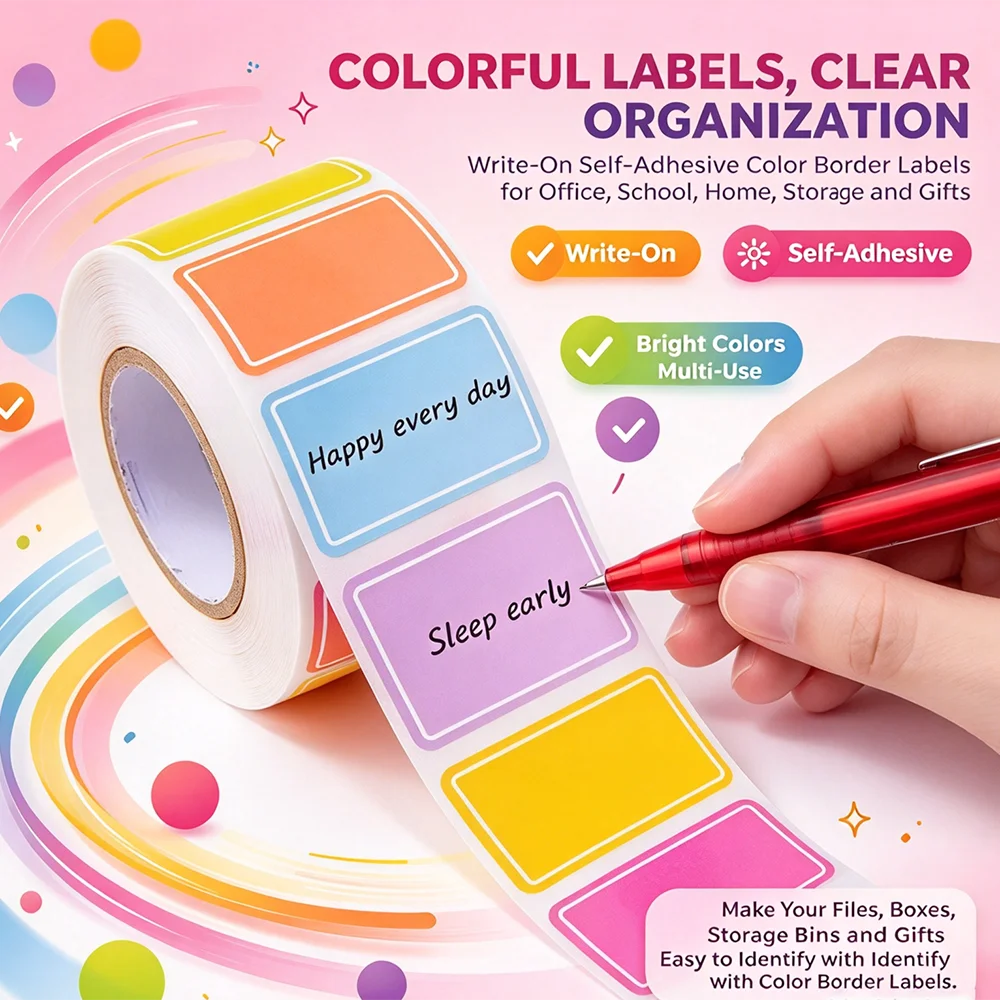 800Pcs Colorful Waterproof Writable Labels Self‑Adhesive Handwritten Stickers Classification Markers Name Tags Stationery