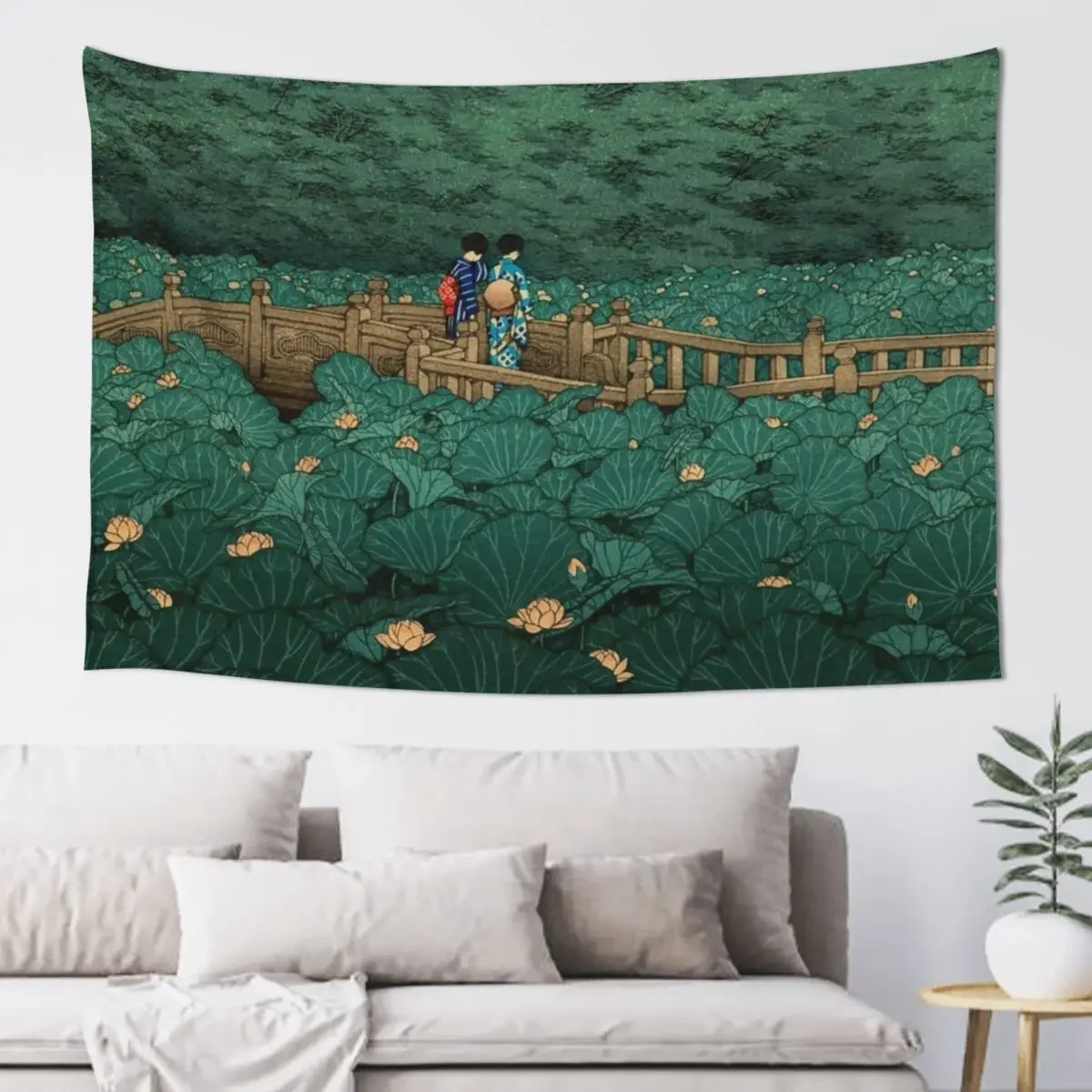 

Shiba Benten ike - Hasui Kawase Tapestry Luxury Living Room Decoration Decoration For Bedroom Tapestry