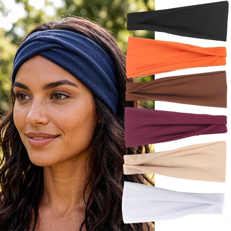 Women Men Sports Wide Headband Turban Elastic Hair Bands Yoga Hairband Makeup Sweatband Headwrap Breathable Hair Accessories