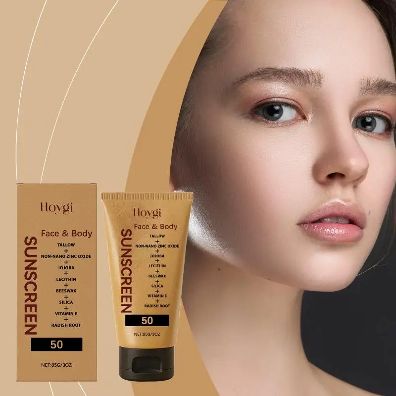 Matte Finish Beef Tallow Sunscreen SPF 50 Face and Body Moisturizing Sunblock Non Greasy Lightweight Outdoor Use