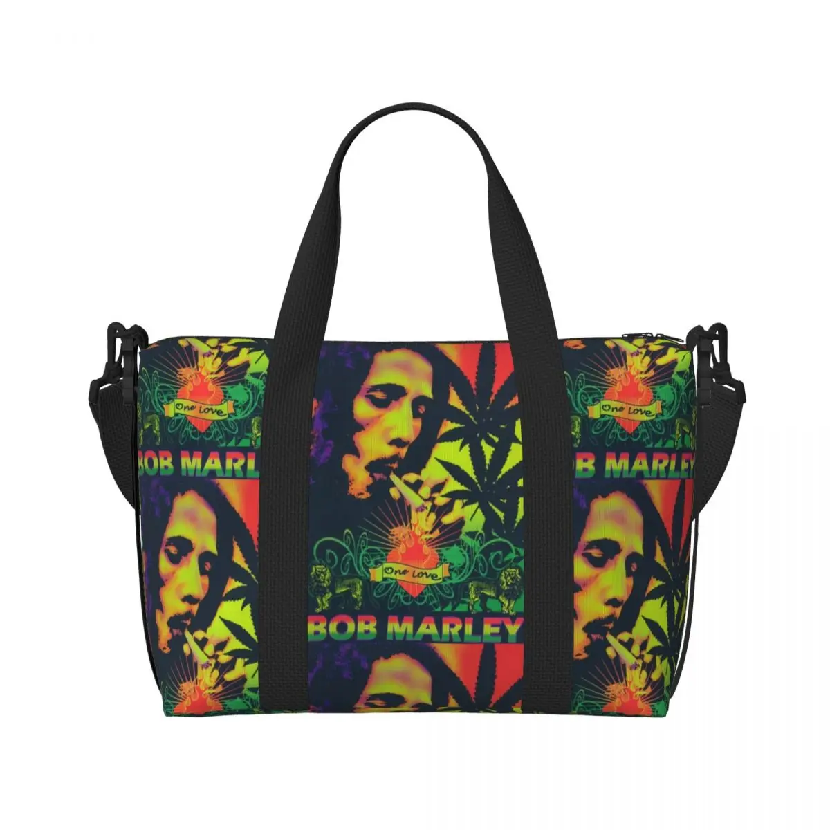 Custom Jamaica Singer Reggae Rock Bob Marley Tote Bag for Women Big Capacity Gym Beach Travel Bags