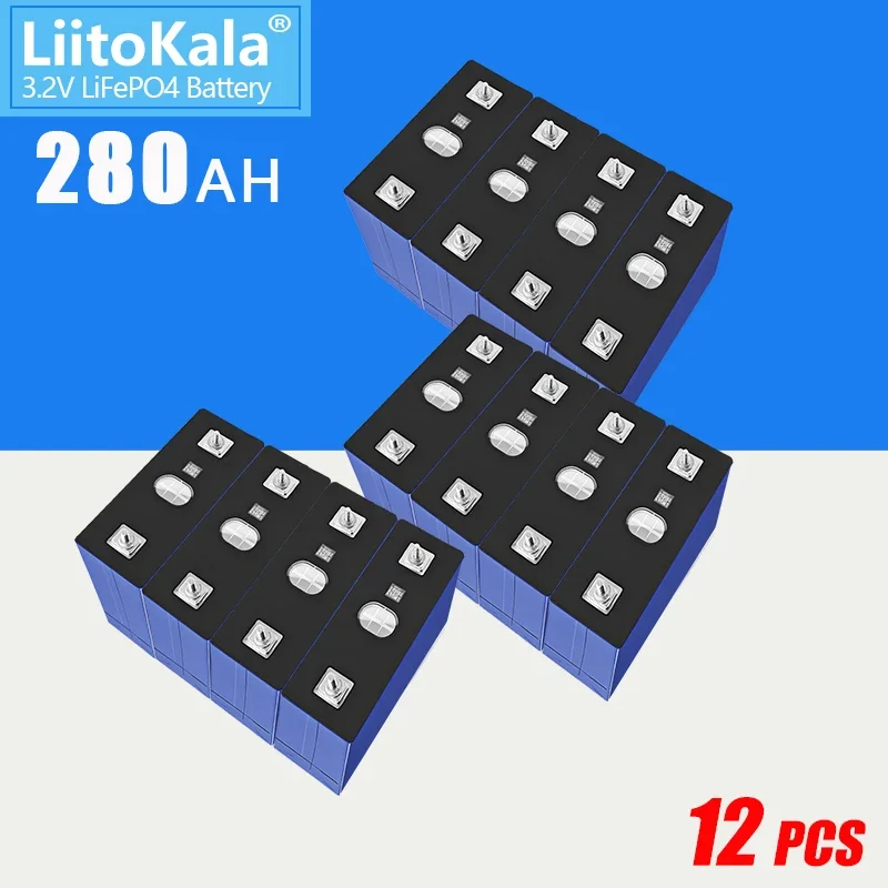 

12PCS LiitoKala 3.2V 280Ah Lifepo4 Battery Cell Lithium Iron Phosphate Solar RV Grade A 280Ah EU Tax Free Fast Delivery