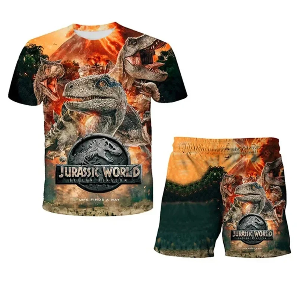

Children's Clothing Boys T-Shirt Set Dinosaur 3D Print Sets for Children 2PCS 3-12 Year Top and Bottom Clothes Cartoon Clothing