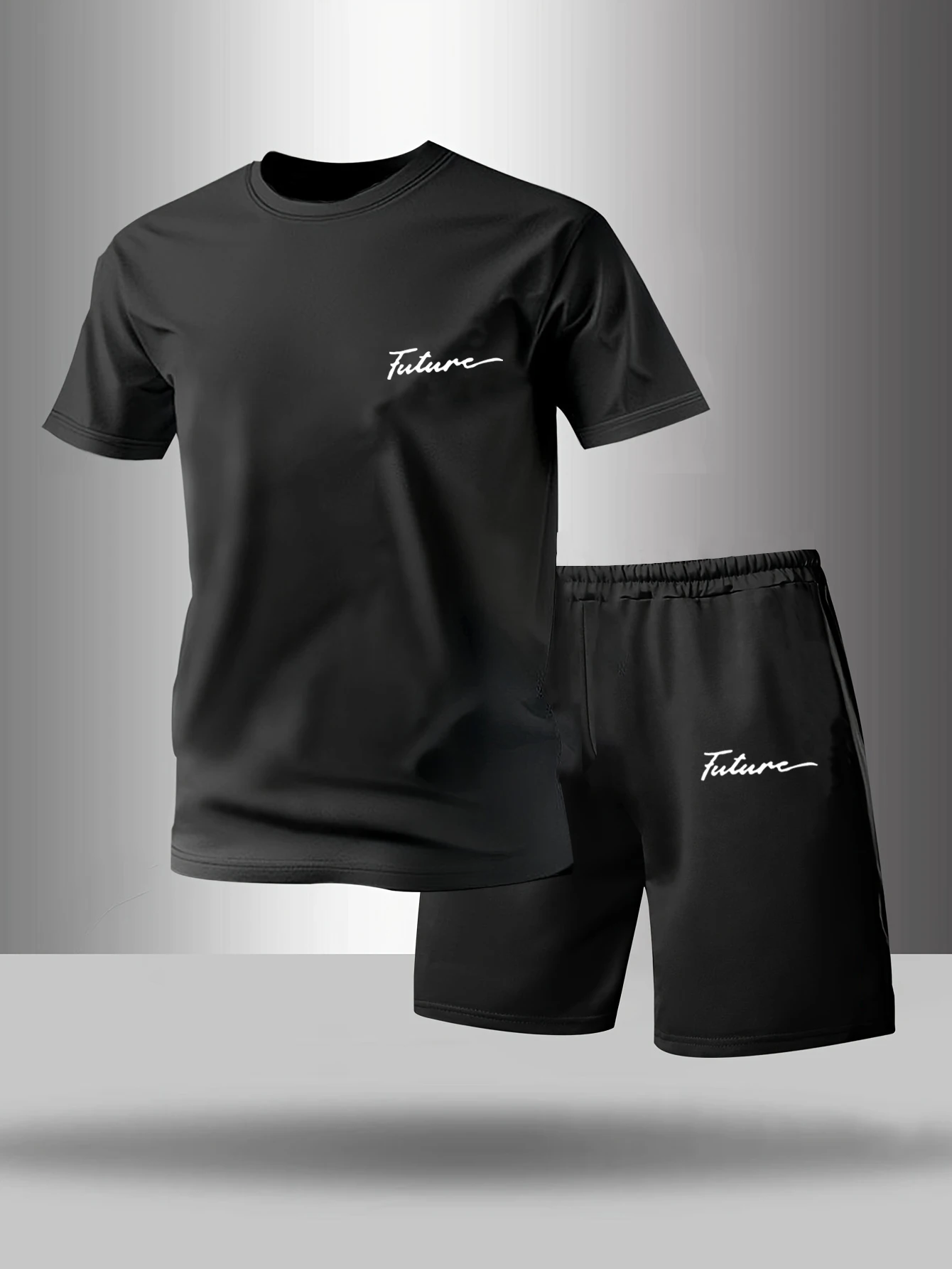 

Мужской комплект пижамы из двух предметов: шорты и футболка с коротким рукавом, модный дизайн с буквенным принтом, для весны, лета, осени и зимы.