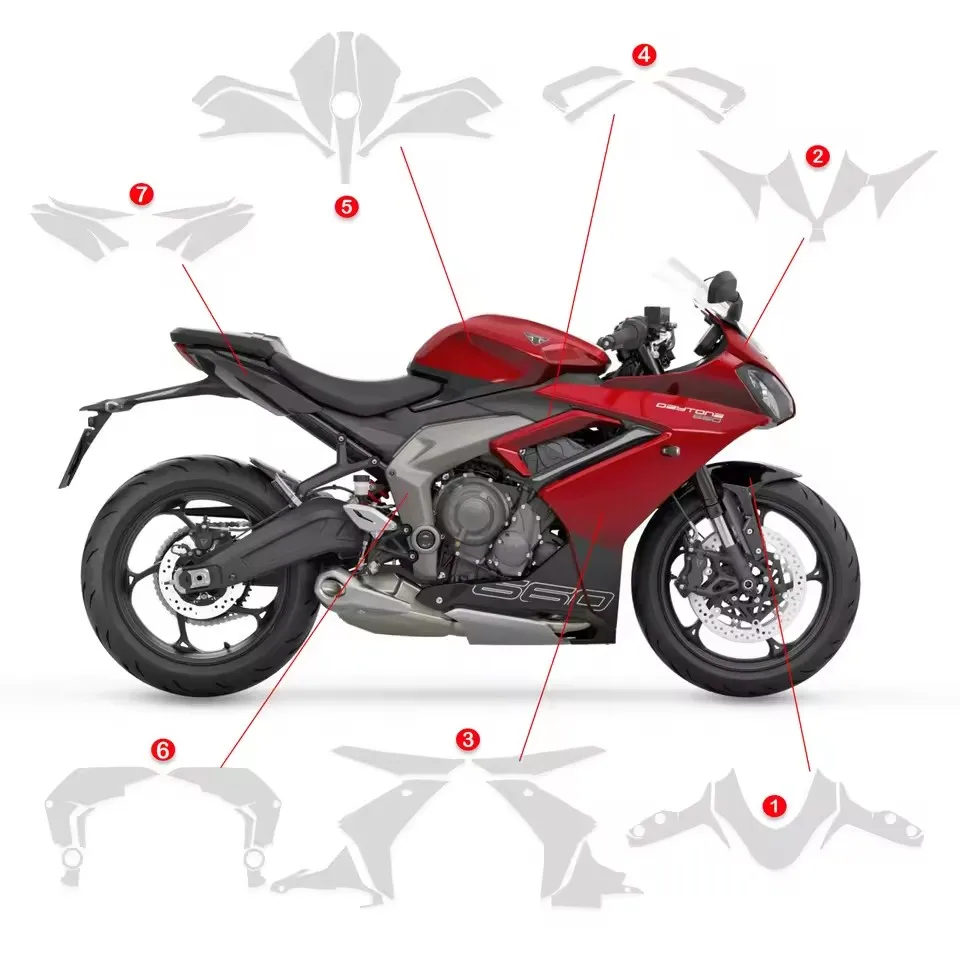 For TRIUMPH DAYTONA 660 DAYTONA660 2024- TPU PPF Protective Film Scratch Resistant Self-Healing Full Body Paint Protection Film