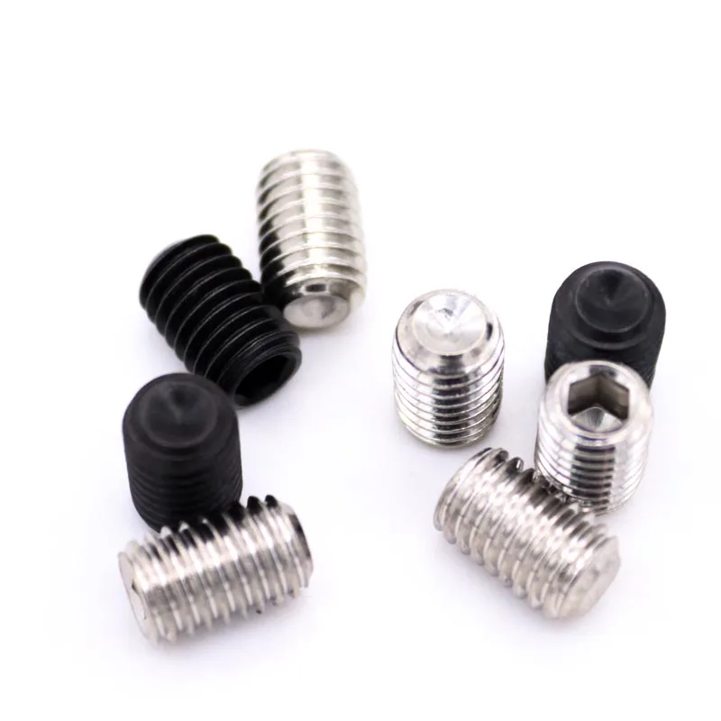 50pcs M1.6 M2 M2.5 M3 M4 M5 M6 M8 DIN916 304 Stainless Steel Black Grade 12.9 Hex Hexagon Socket Cup Point Set Screw Grub Bolt