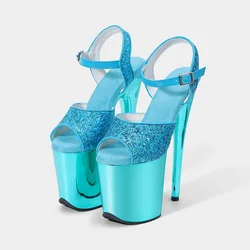 Sexy 20cm 8Inches Glitter Upper Chrome Platform High Heel Open Toe Exotic Sandals Pole Dance Shoes Women