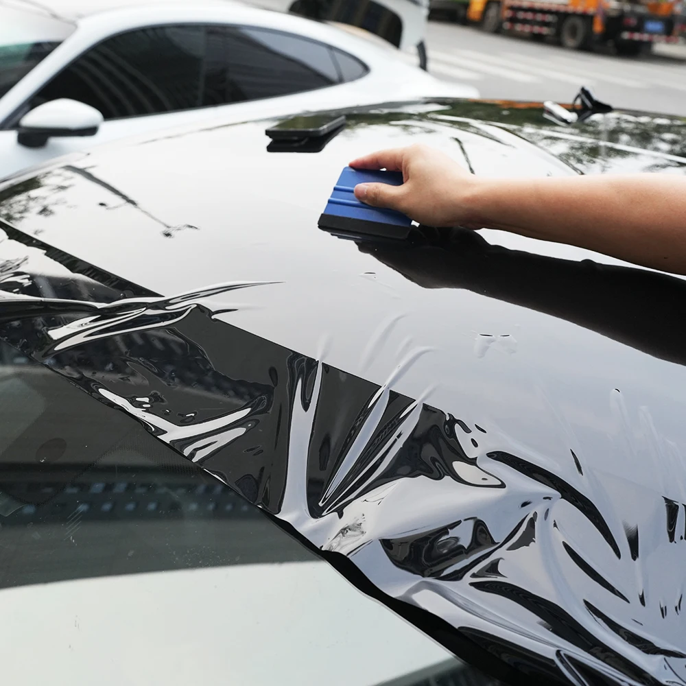 Car Roof Wrap Film Large Size DIY Sticker Gloss Crystal Black Vinyl Wrap Film 1.45x2/3m Air Release Bubble Free Waterproof Cover