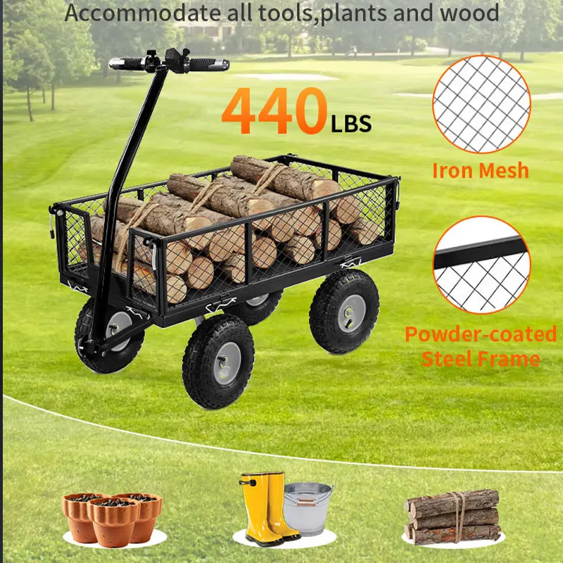 

Electric garden cart, detachable side mesh steel garden electric cart that can be converted into a flatbed cart