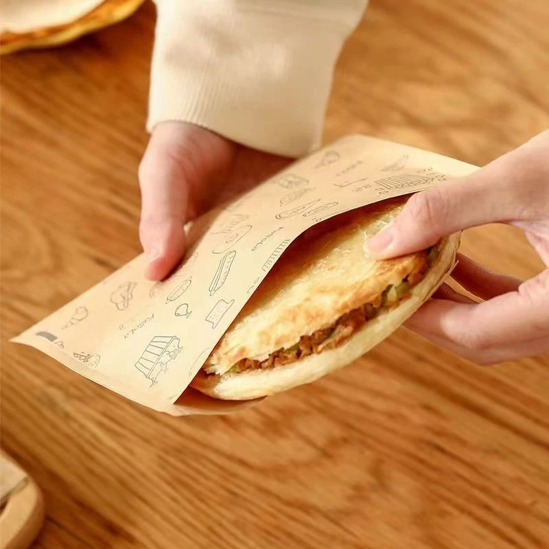 50-100 Stück Fettdichte Papiertüten Einweg-Verpackung Backpapier Dessert Sandwich Burger Verpackungstüten Küchenzubehör Neu – Detail 8