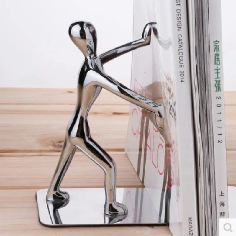 Metal Bookend Sculpture Modern Decorative Book Holder for Office Shelf Desktop Home Library Book Display Decor Daily Use 북엔드