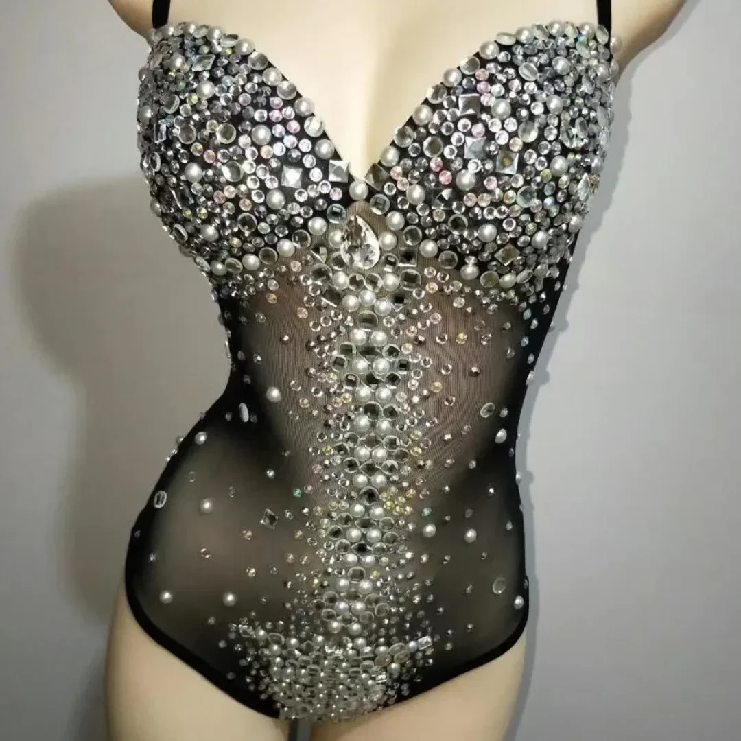 

Colorful Fringes Rhinestones Bodysuit Women Stage Dance Costume Nightclub Dance Female Singer Show Bright Leotard