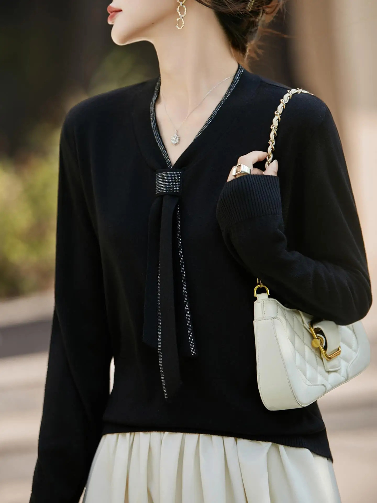 

Sli Thin Knitted Long Sve V-Ne Base Layer irt Outerwear Casual Soft Knitwear Warm Soft Regular Fit Ladies Sweater