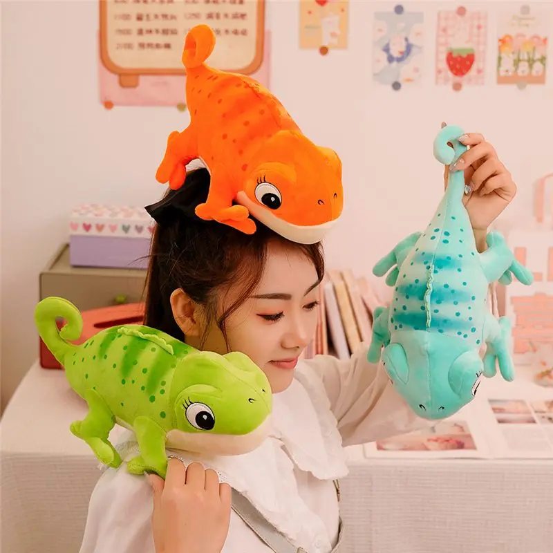 1PC 30cm Cartoon Real Like Lizard & Chameleon Plush Toys Creative Simulation Animal Reptile Stuffed Pillow Gifts