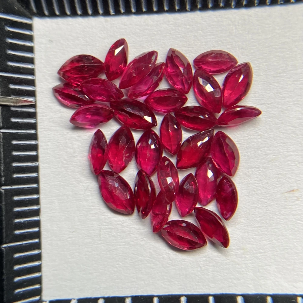 Small Size 2x4mm 2.5x5mm Marquise Shape Africa Original Natural Red Ruby 100% Round Earth Stones For Jewelry