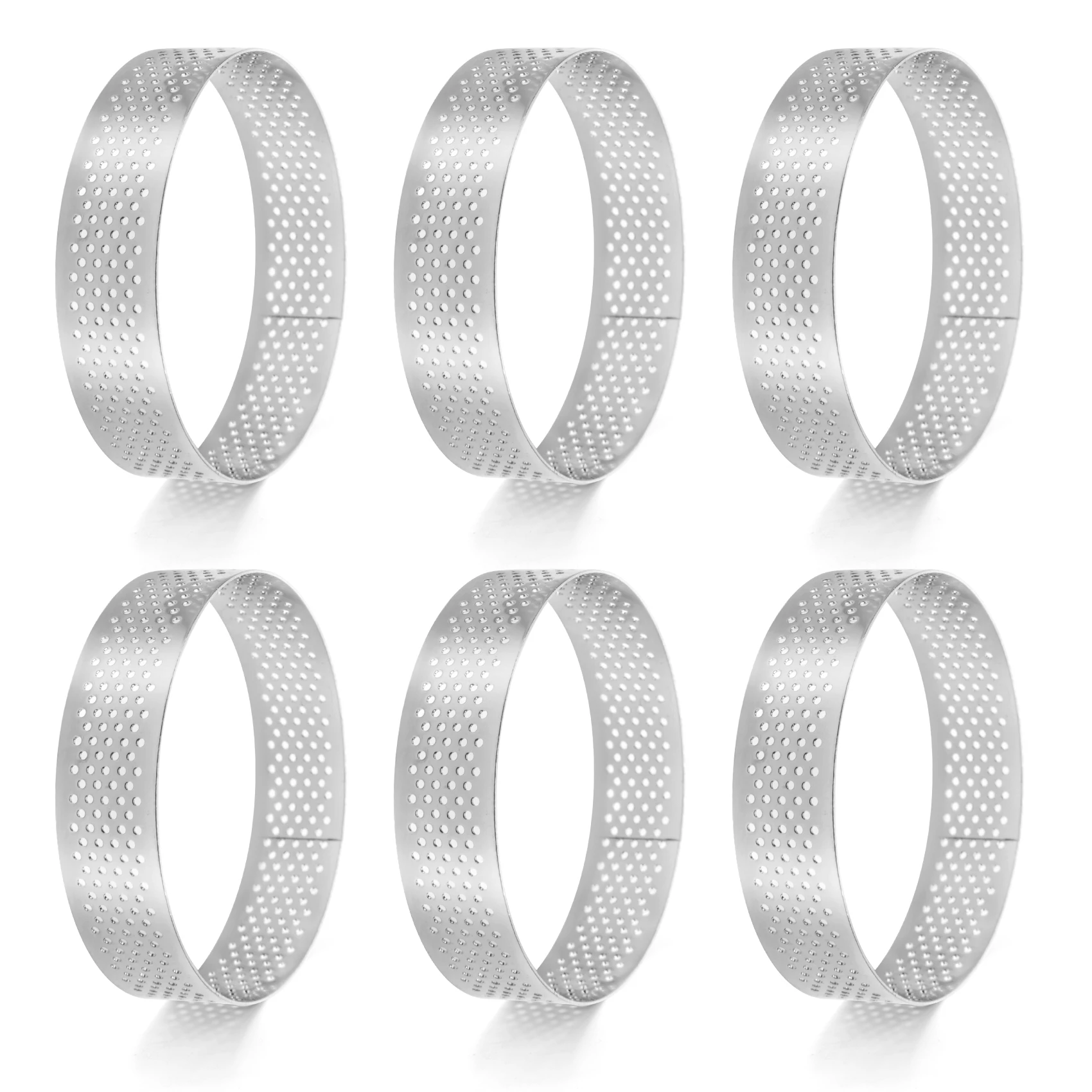 Circular Stainless Steel Porous Tart Ring Bottom Tower Pie Cake Mould Baking ToolsHeat- Perforated Cake Mousse Ring, 8cm