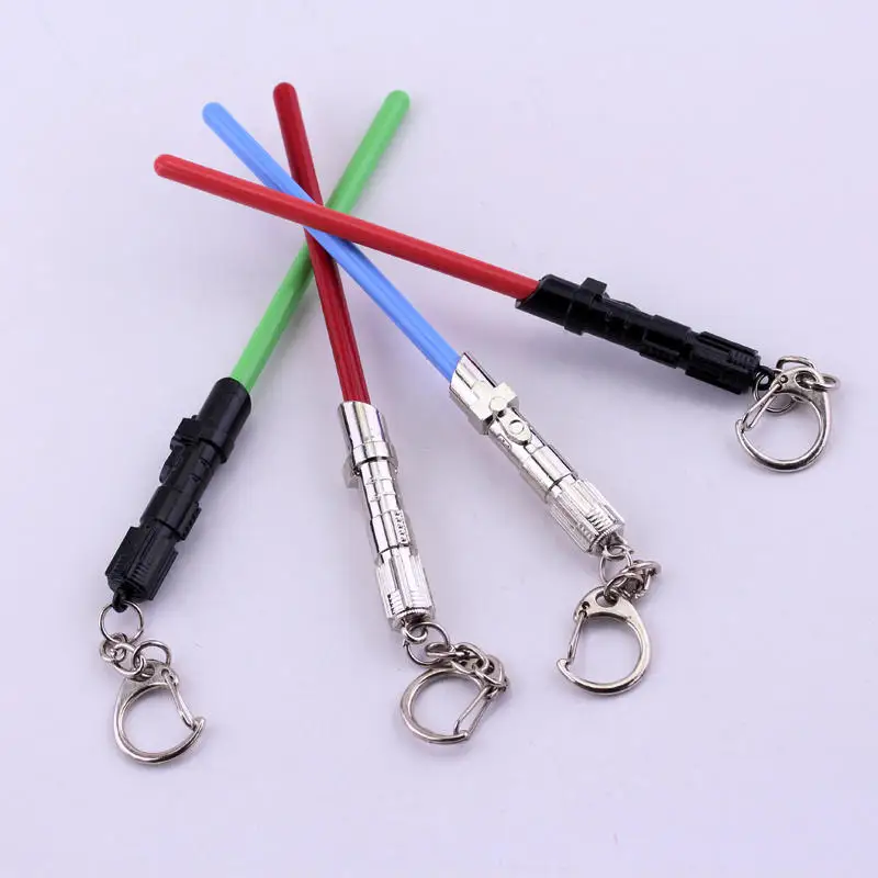 Movie Jewelry Lightsaber Keychain Cosplay Toys War Metal Keychain Light Saber Key Ring Kids Gift