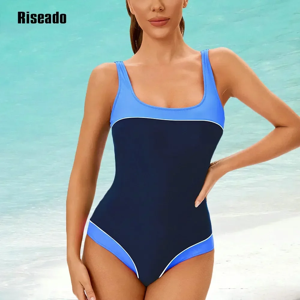 

Riseado 2025 New Swimwear Athletic One Piece Swimsuit - U Back for Training, Sports, and Fitness