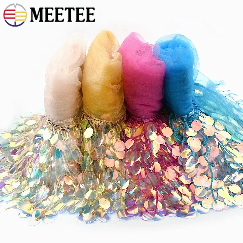 3/6/9Yard 17cm Sequin Fringe Tassel Fringes Lace Trim Ribbon for Latin Dance Garment Decor Trimming Dress Tassels DIY Accessory