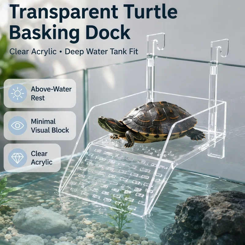 Schildkröten-Aquarium Acryl Transparente Wandmontierte Sonnenplattform Höhenverstellbar 2KG Tragkraft Schwimmende Landschaftsbecken Terrarium