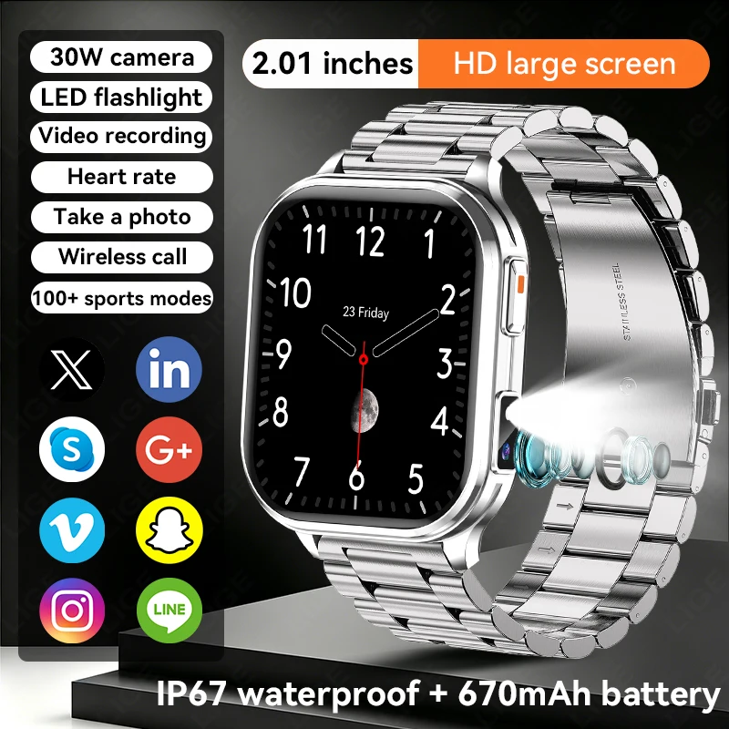 

New Photos Record Video Smart Watch 2026 Men Camera Health Monitor Waterproof BT Call Recording Sports Fitness Smart Watch Women
