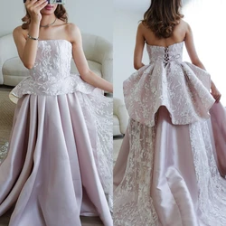 Customized Jiayigong Sparkle Exquisite Evening Jersey Applique Flower Draped Clubbing A-line Strapless Bespoke Occasion Gown Lo