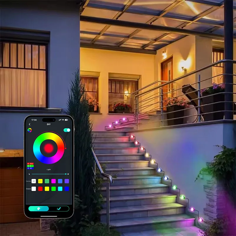 LED Smart APP Punto di Controllo Sinfonia Grondaia Luce Esterna Impermeabile IP67 Giardino Festival Atmosfera Stringa di Luce