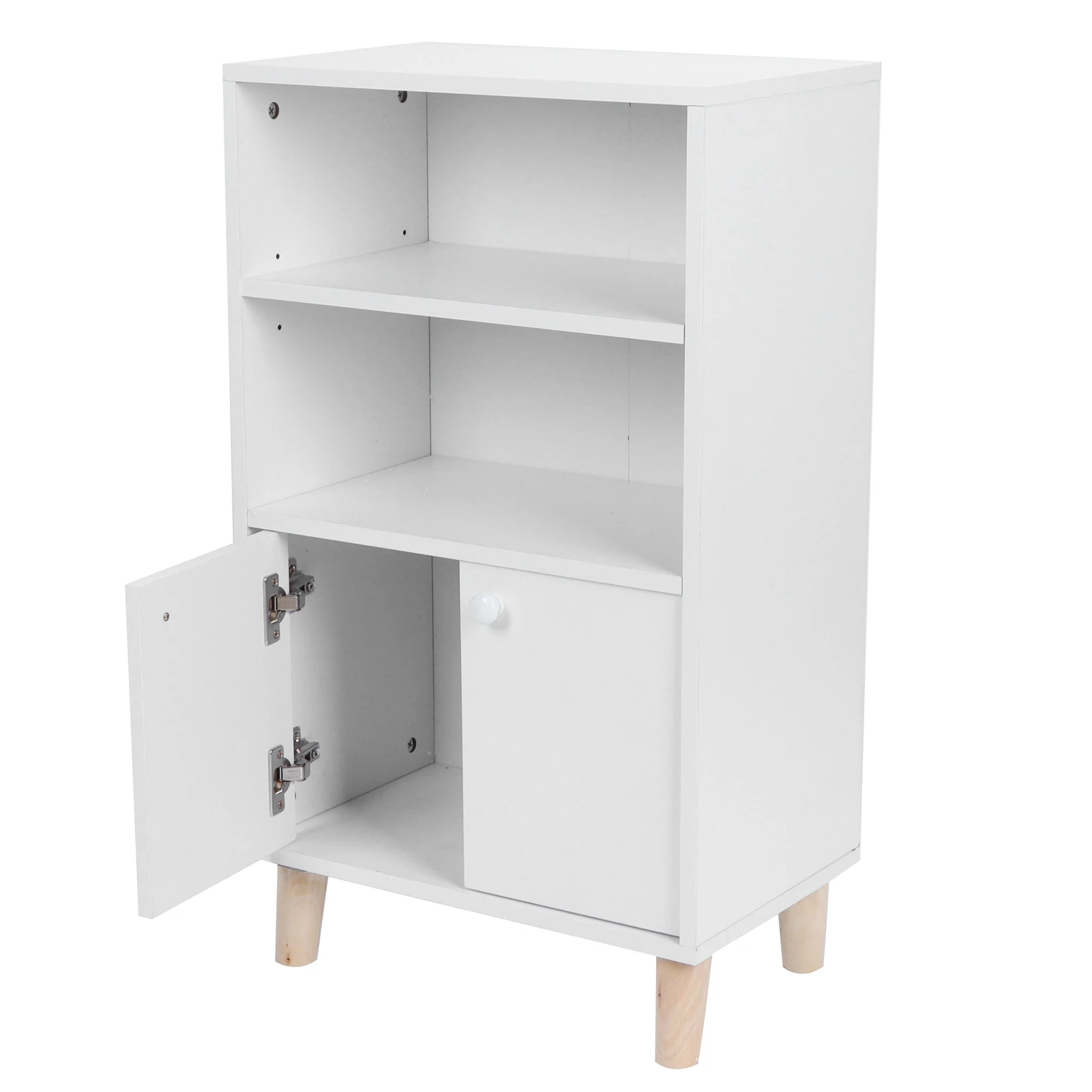 

White Bathroom Cabinet Multifunction MDF Wood Floor Cabinet with 2 Shelf Home Furnitures Household Supplies