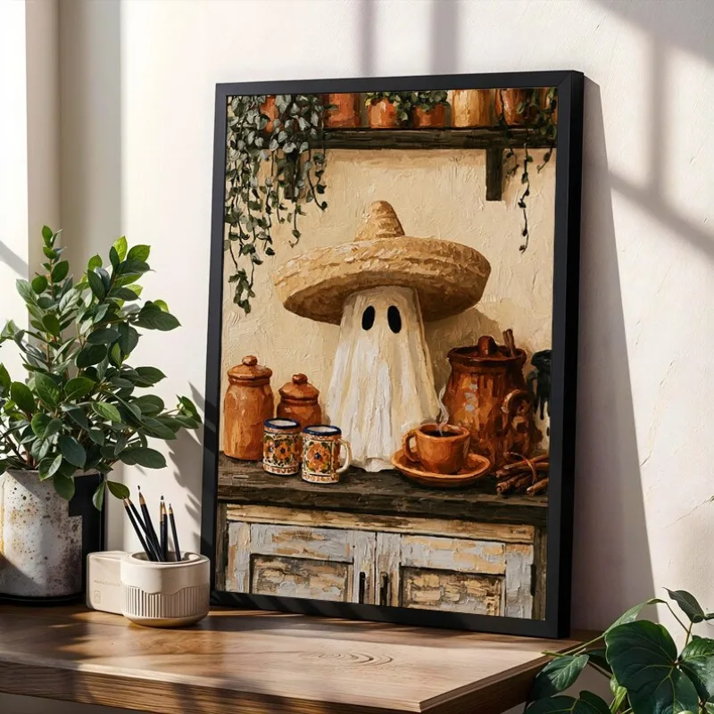 Boho Mexican Cactus Heart Nopales Hummingbird Southwest Cute Ghost Poster Canvas Painting Wall Art Pictures Home Decor