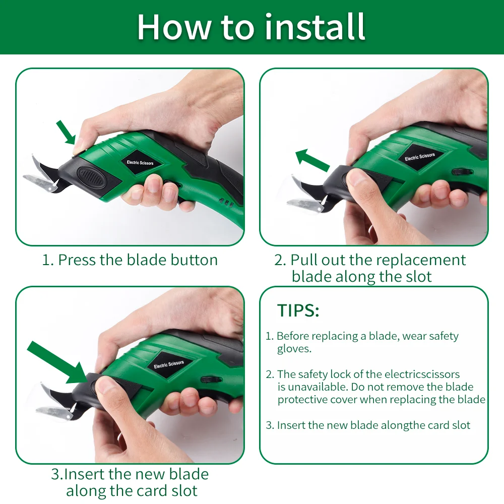 Durable Cordless Steel Replacement Blades For Electric Scissors Powerful Cutting Leather Carpet Cardboard Plastic Precision Kit view 4