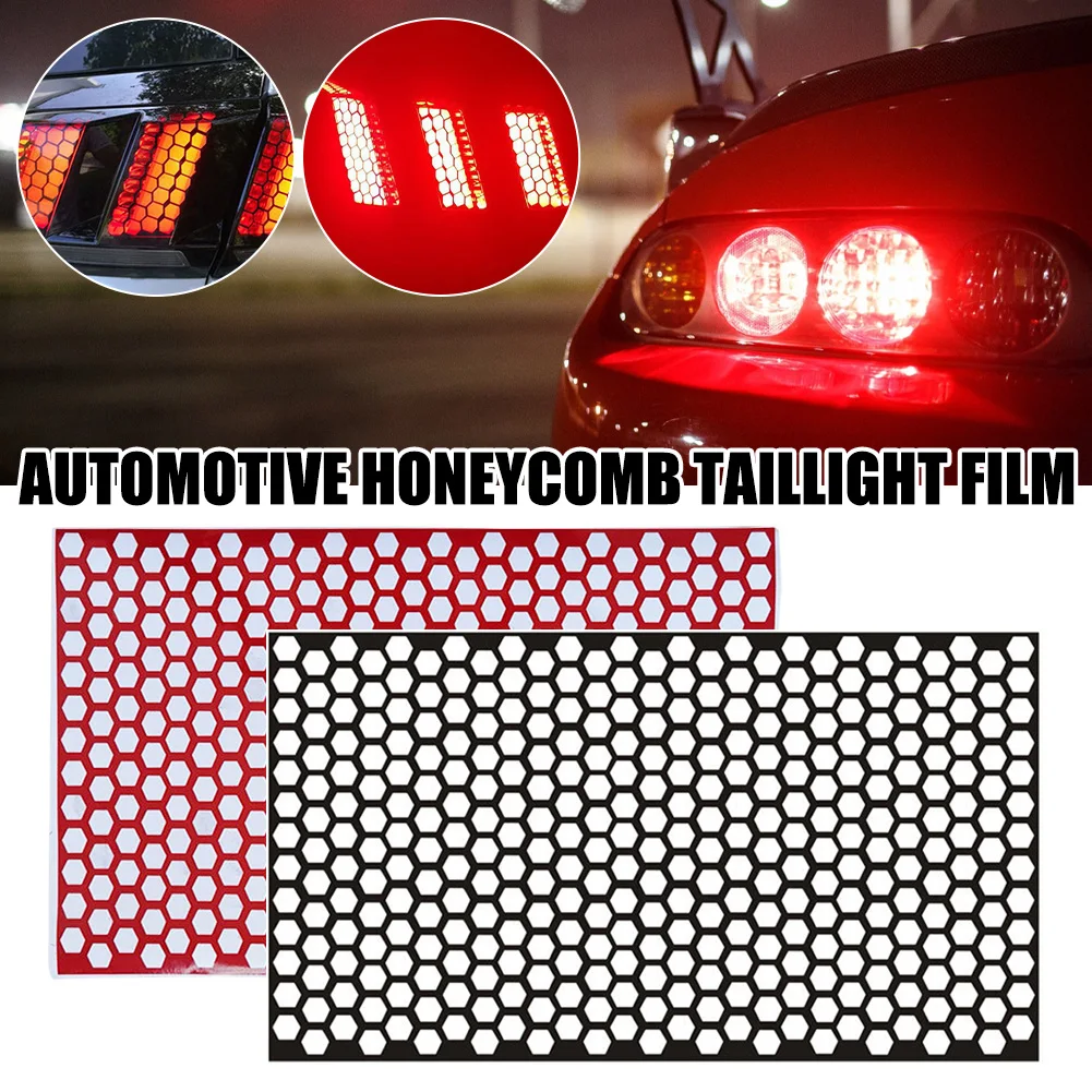 

2Pc Car Taillight Honeycomb Sticker PVC Decals Sticker Rear Light Decoration Carbon Fiber Self Adhesive Car Exterior Accessories