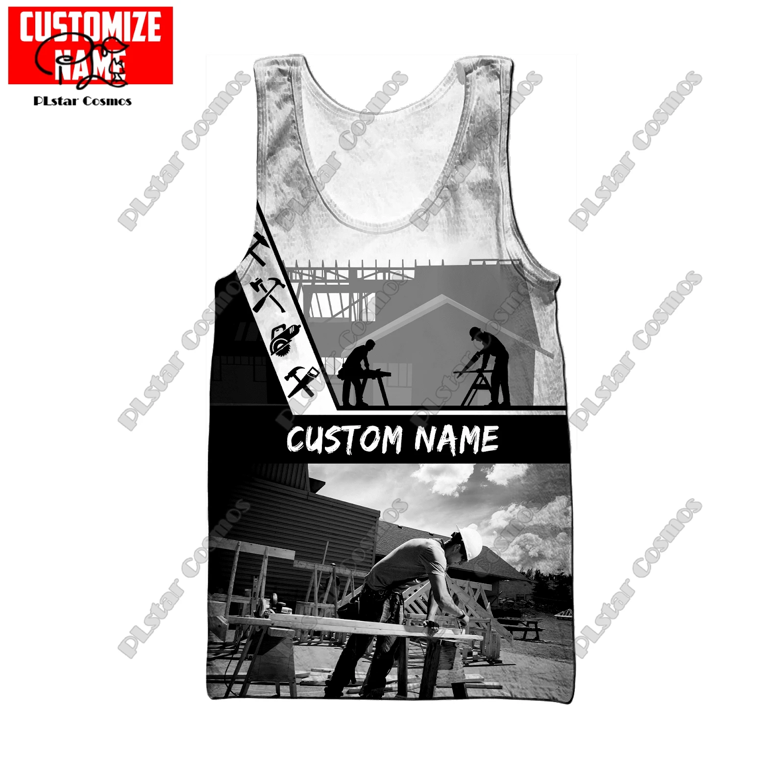 

PLstar Cosmos 3D Printing Love Carpenter Full Body Printing Custom Name Universal Street Top Sleeveless Tank Top Casual