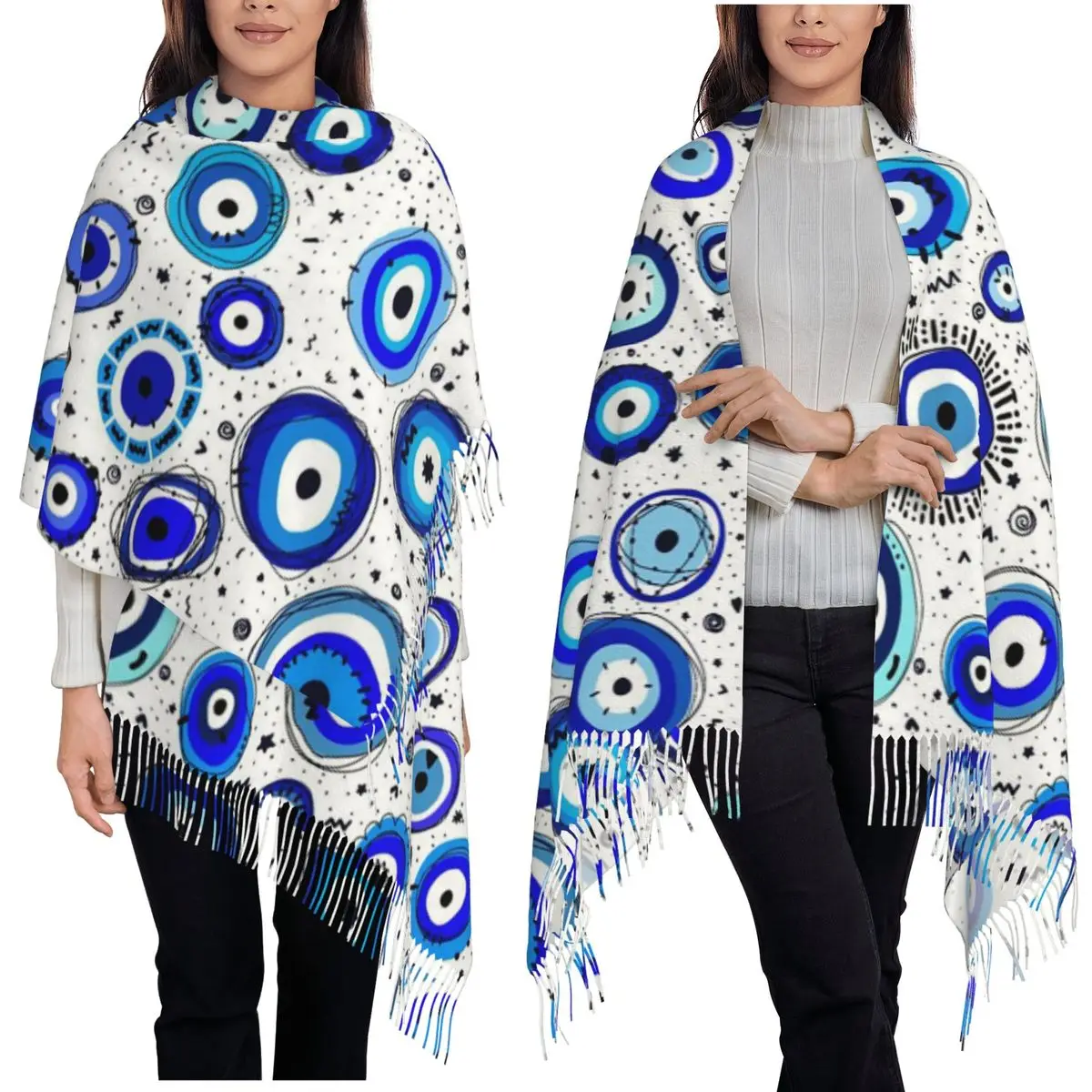 

Шарф с кисточками от сглаза Назар, женские мягкие теплые шали и накидки, длинная осенне-зимняя шаль