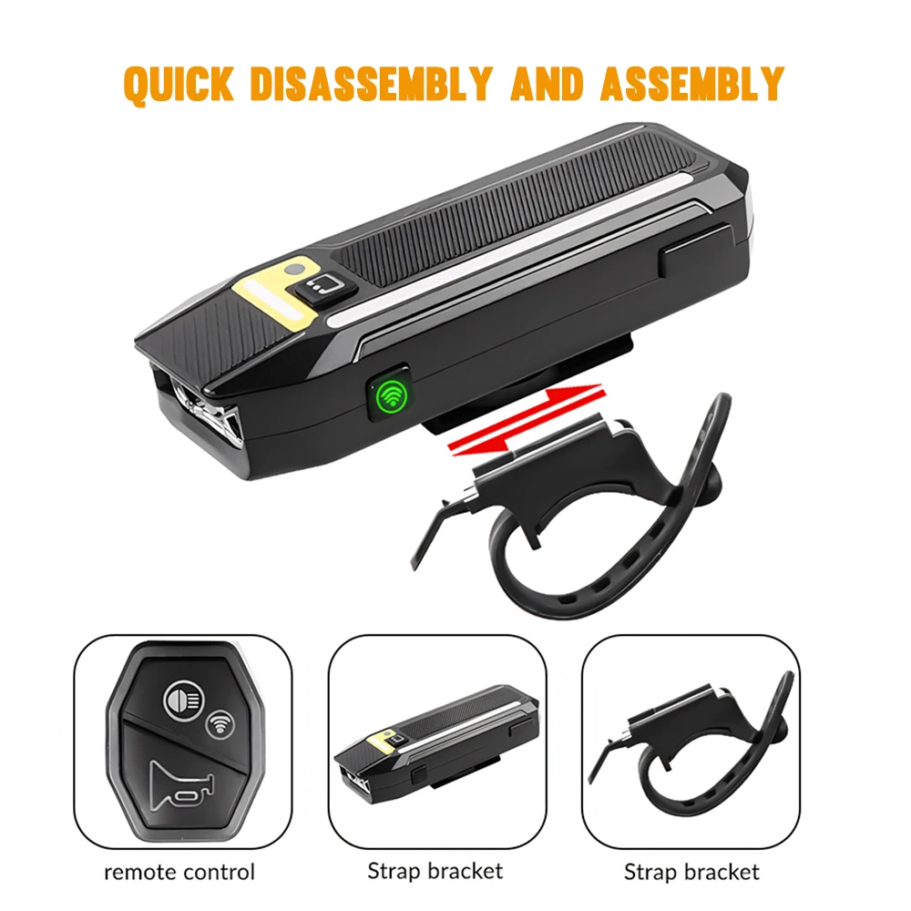 Amanfire Q07L Bicycle Light LED+RGB Rechargeable Bright Flashlight Control Horn Mini Portable Outdoor Work Light