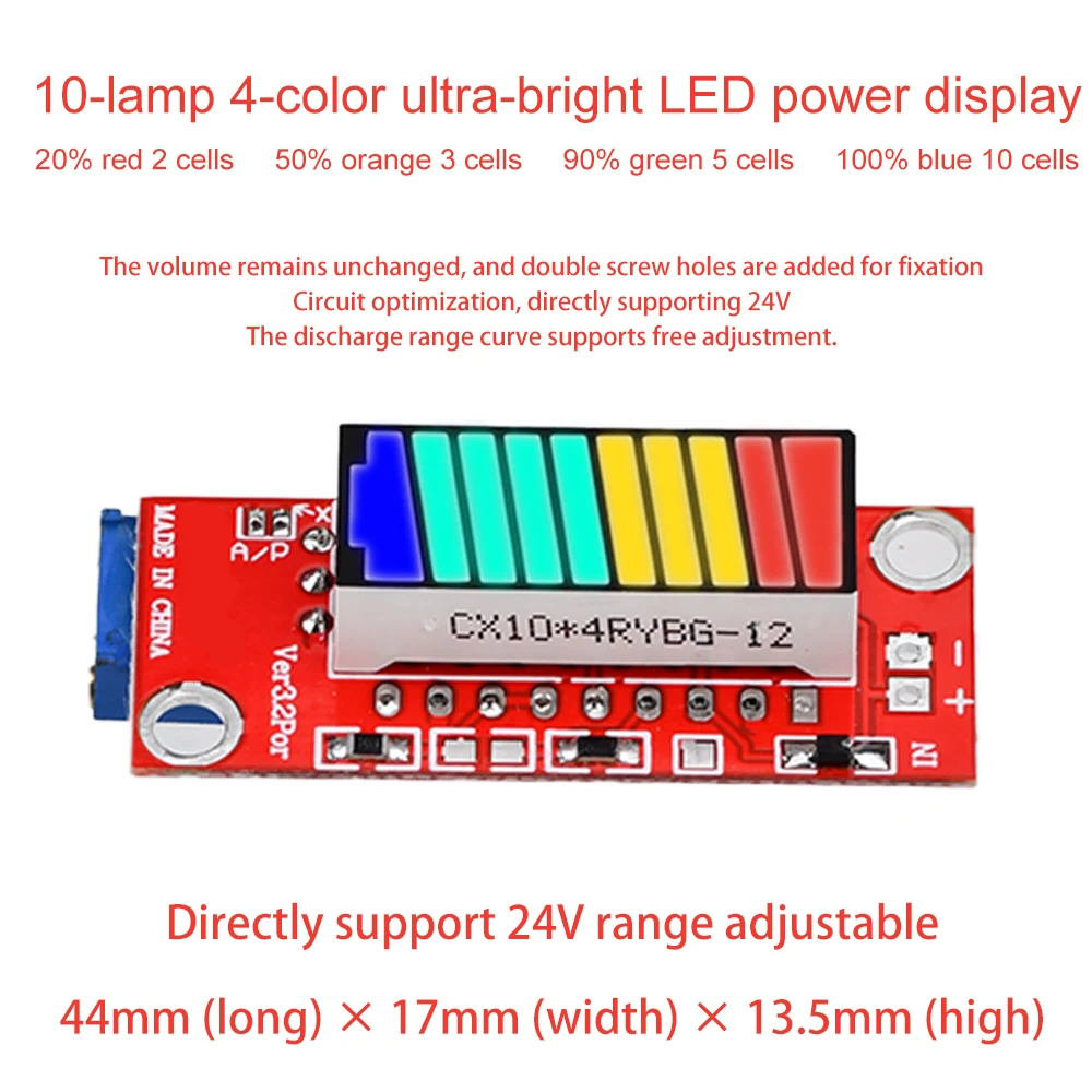 4-kolor wskaźnik naładowania baterii moduł kolorowe diody LED wyświetlacz poziom naładowania baterii Tester wskaźnik na 30V bateria litowa