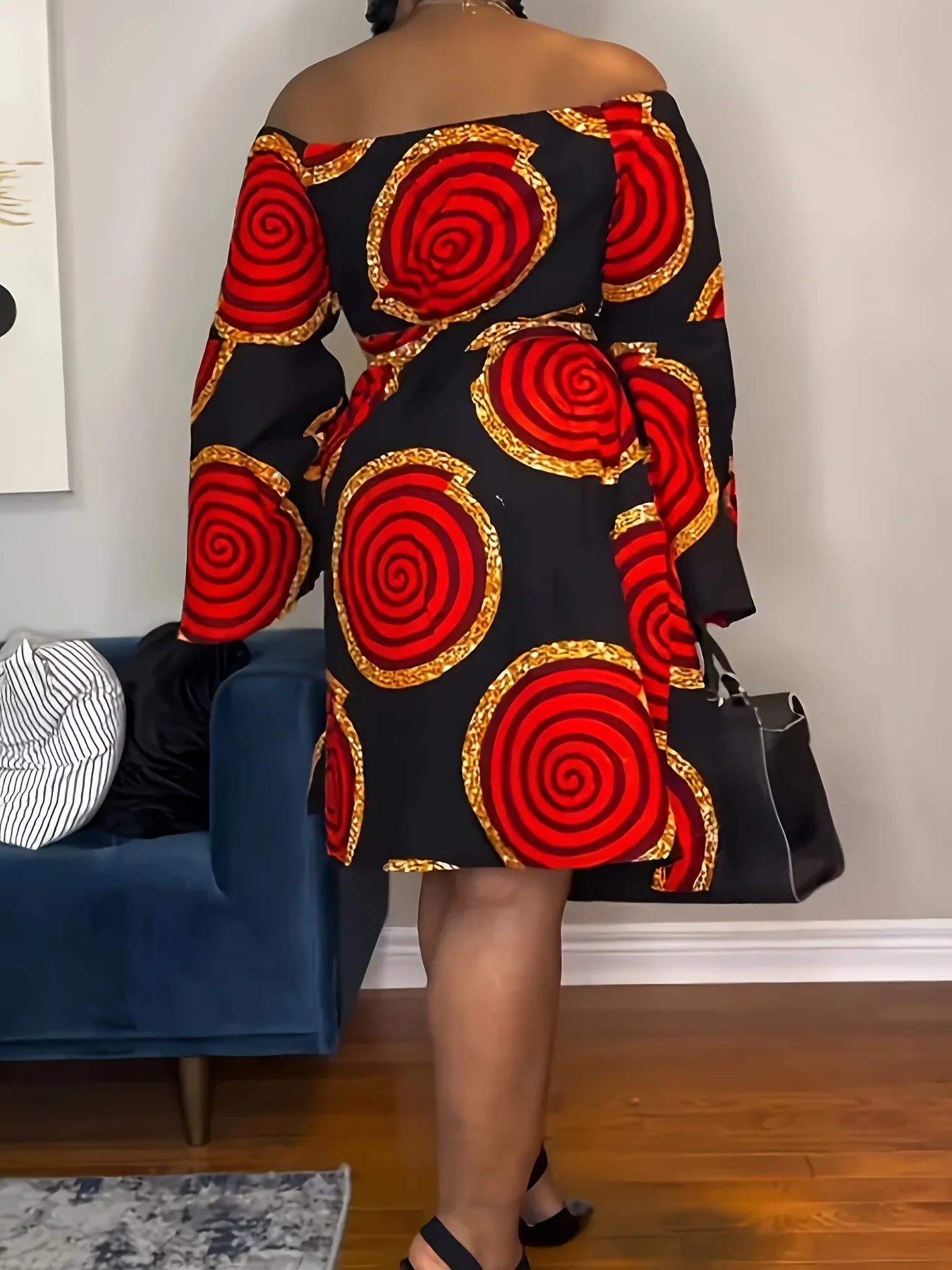 Stedelijke elegante zoete casual resortjurk met boho bloemenprint en off-the-shoulder halslijn