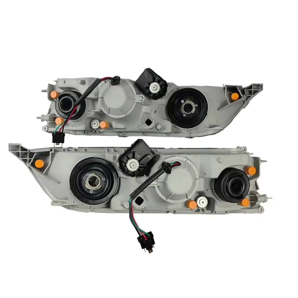 A Pair Headlight Assembly For Toyota Mark II GX100 JZX100 1996‑2000 Black Housing Three Reflective Bowls Head Lamp