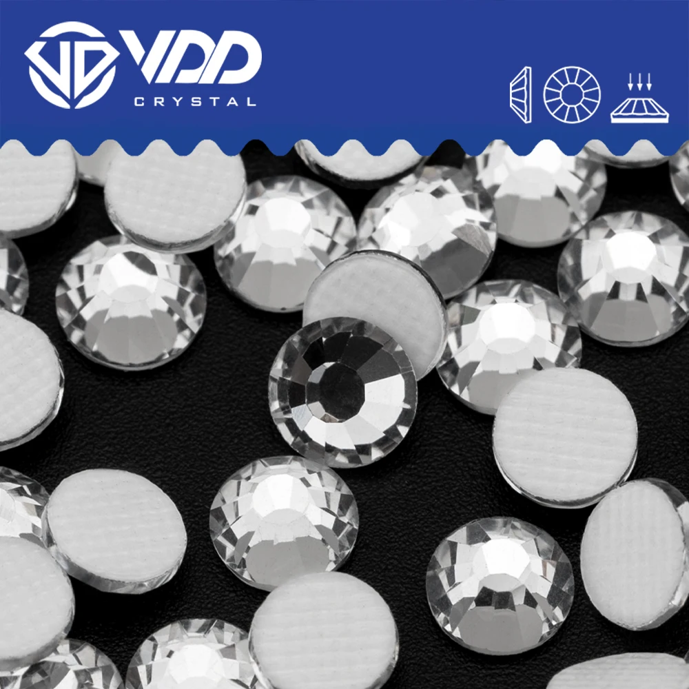 VDD 001 Kristallweiße Kleberückseite Hot-Fix Strass Hochwertige Glaskristalle Flache Strass-Steine Hochzeitskleid-Accessoires – Detail 2