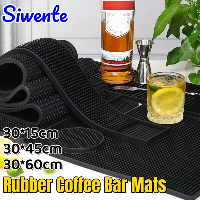 

Black Bar Mat Heat Resistant Anti-slip PVC Cup Rubber Coffee Maker Countertop Spill Mats Silicone Dish Drying Pads for Kitchen