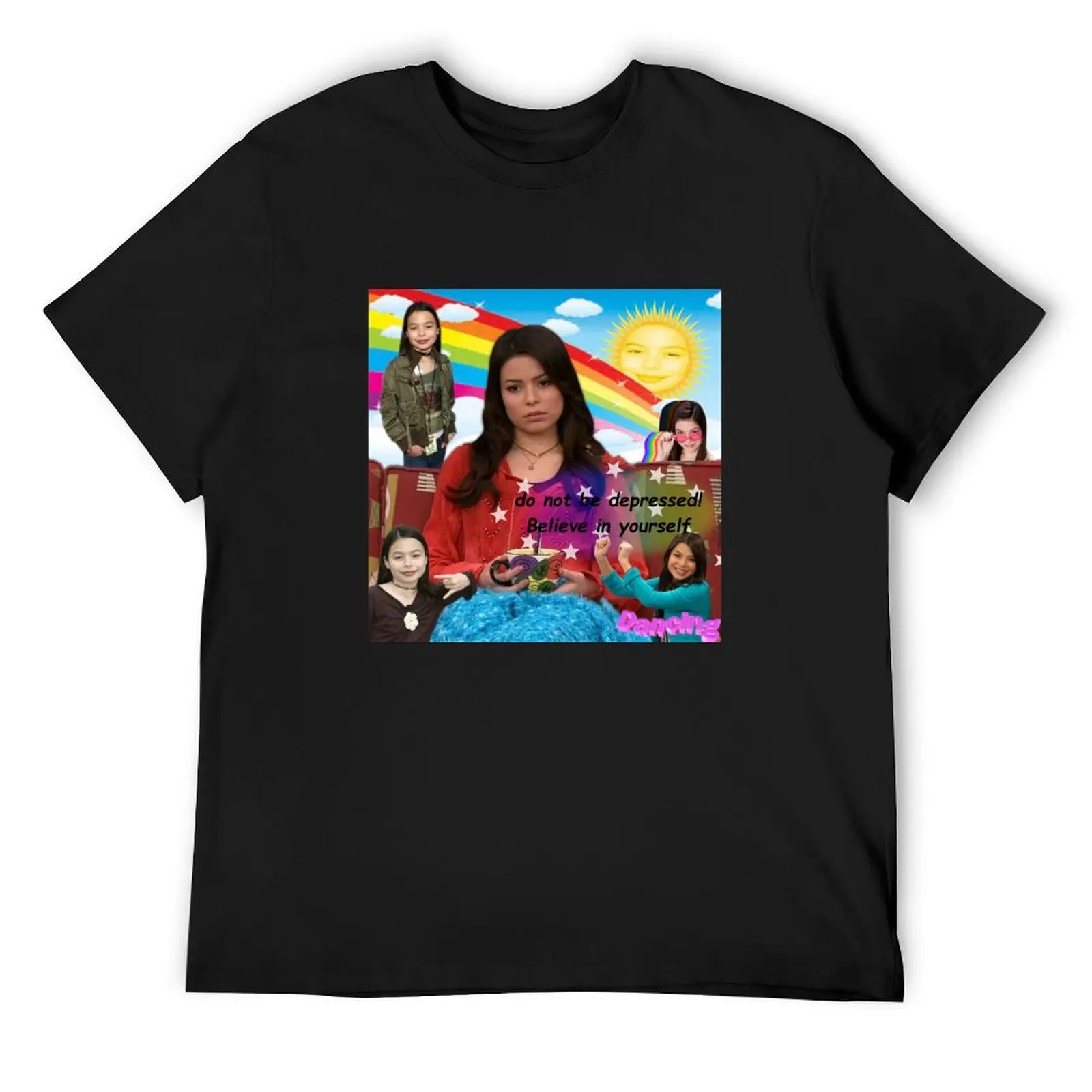 

do not be depressed!! iCarly Miranda Cosgrove recommends T-Shirt cotton graphic tees Short sleeve tee Men's t shirts