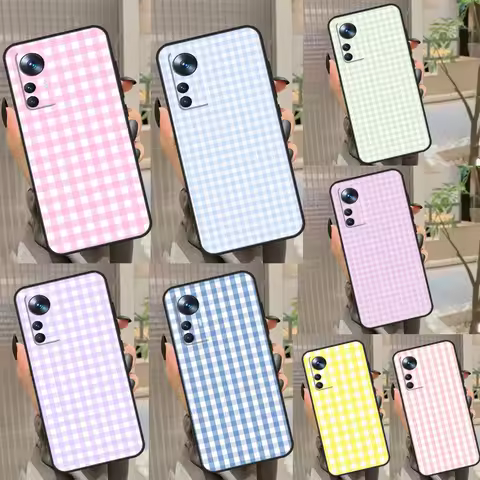 Pastel Gingham Case For Xiaomi 13 Pro 11T 12T 12 Lite 12X POCO F5 Pro X3 X5 M6 Pro X4 F4 GT F3 M5s Funda