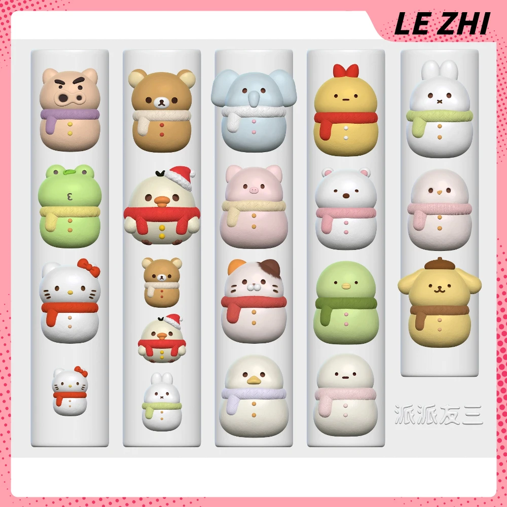 

Cartoon Anime Snowman Series Hello Kitty Rilakkuma Pom Pom Purin Nail Art Mold Elephant Rabbit Frog Cat Pig Silicone Nail Mold