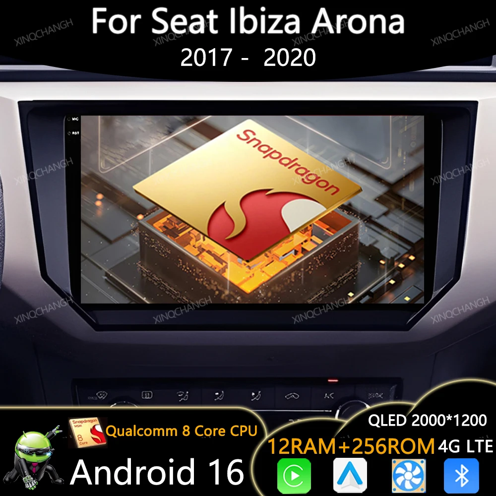 Android 16 Car Radio For Seat Ibiza Arona 2017 2018 2019 2020 QLED Carplay Auto 4G LTE 5G WIFI 2DIN Multimedia Video Player GPS