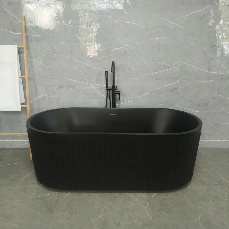 for New Matte Large Stripe Matte Black Oval Bathtub for Export