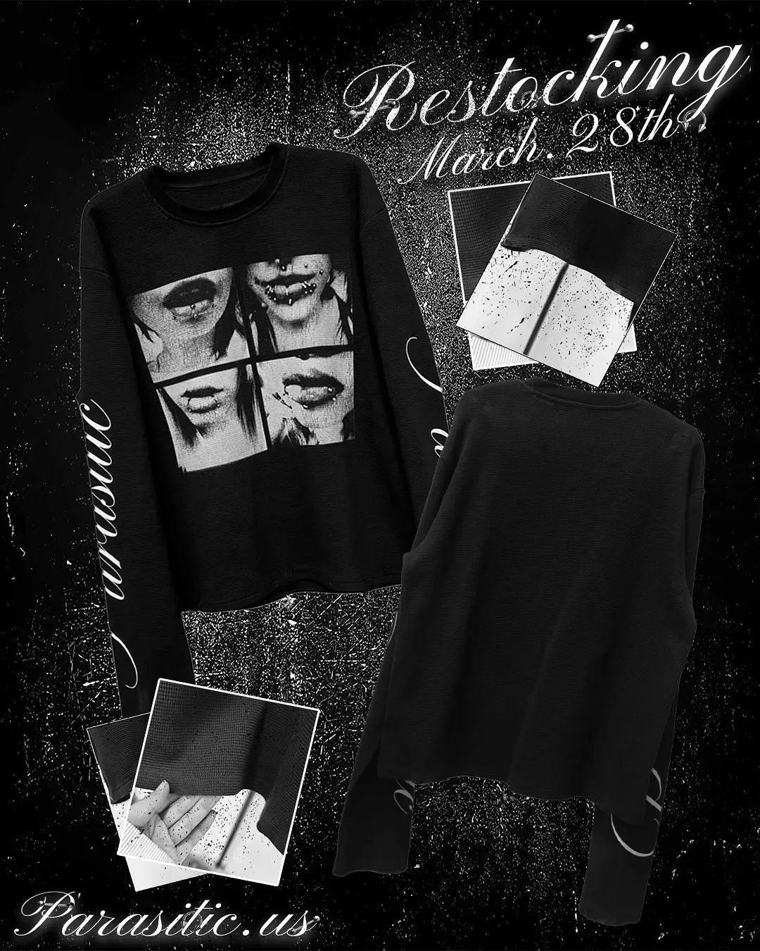 Y2k Street Punk Unisex Long Sleeve Top 2025 New American Retro Millennium Letter Printed T-shirt Dark